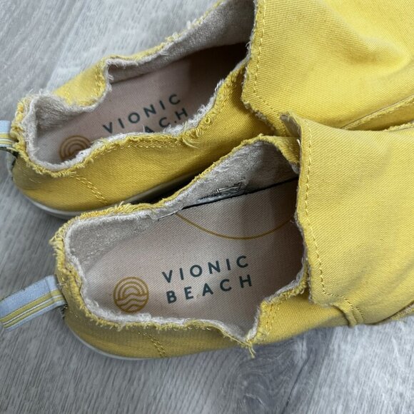 Vionic Beach Malibu Shoes Womens Size 8 Yellow Slip On Canvas Comfort Casual - Picture 9 of 10